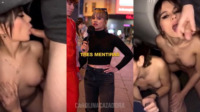 Carolina Hunter y su amiga chupando la polla a los extraños