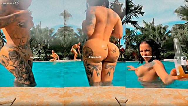 Mami Jordan borracho y se encuentra en la piscina