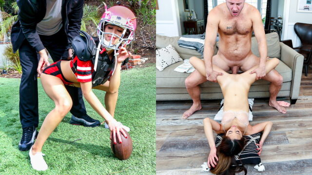 Con Super Bowl en el camino donde la chica ciega quiere hacer a su novio de una manera juguetona - chicas desnudas